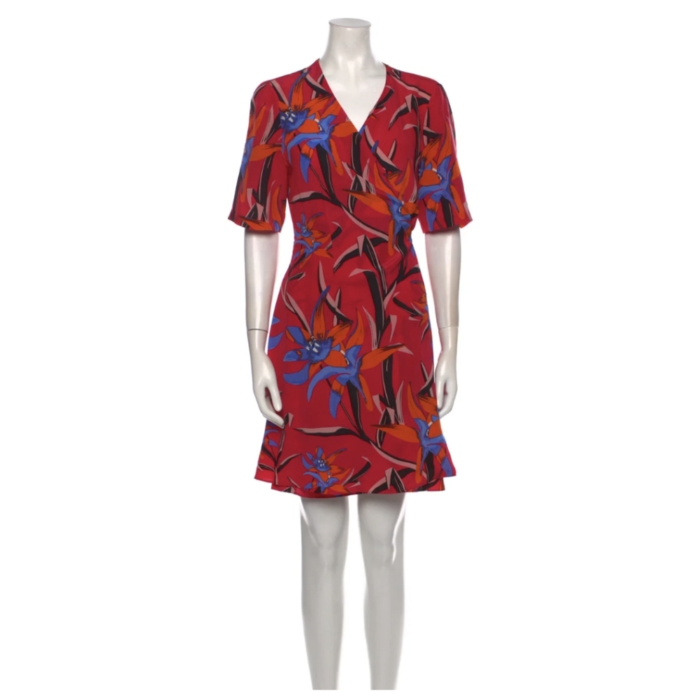 Diane Von Furstenberg silk wrap dress, size 10, pink multi tropical